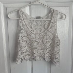 White Lace Crop Top
